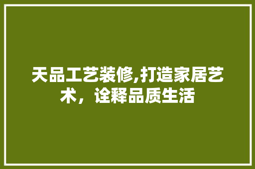 天品工艺装修,打造家居艺术，诠释品质生活 现代风格装饰