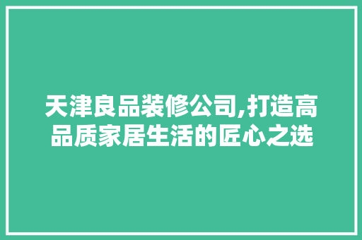 天津良品装修公司,打造高品质家居生活的匠心之选