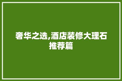 奢华之选,酒店装修大理石推荐篇 软装设计