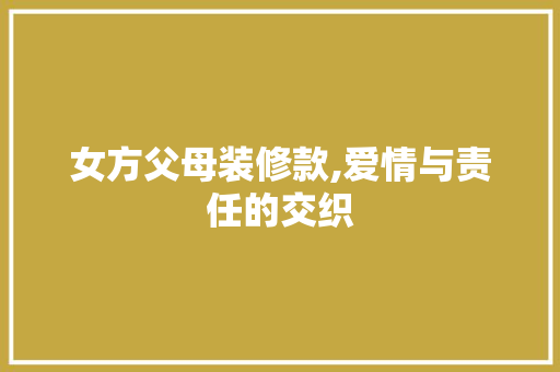 女方父母装修款,爱情与责任的交织 室内设计