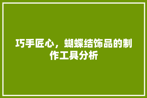 巧手匠心，蝴蝶结饰品的制作工具分析