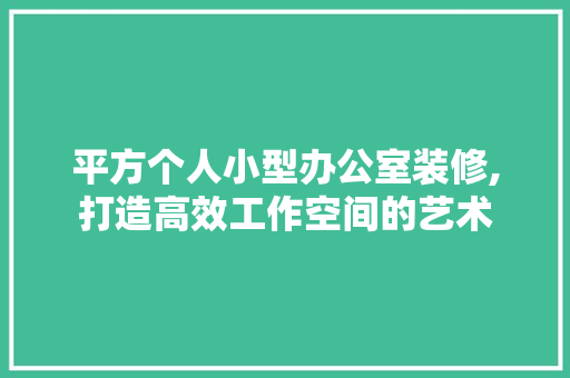 平方个人小型办公室装修,打造高效工作空间的艺术
