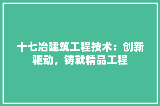 十七冶建筑工程技术：创新驱动，铸就精品工程 家居装修