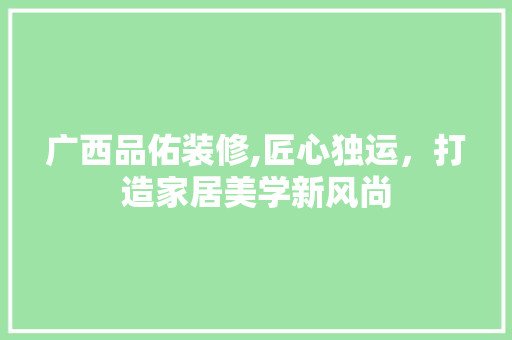 广西品佑装修,匠心独运，打造家居美学新风尚