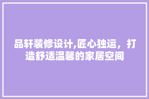 品轩装修设计,匠心独运，打造舒适温馨的家居空间 现代风格装饰