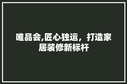唯品会,匠心独运，打造家居装修新标杆 家居装修