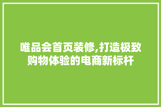 唯品会首页装修,打造极致购物体验的电商新标杆 家居装修