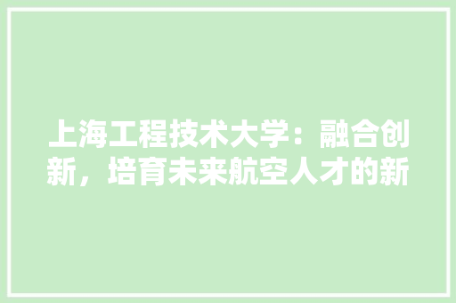 上海工程技术大学：融合创新，培育未来航空人才的新高地 家居装修