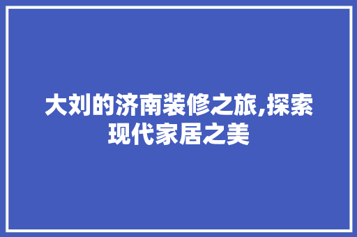 大刘的济南装修之旅,探索现代家居之美 木雕艺术