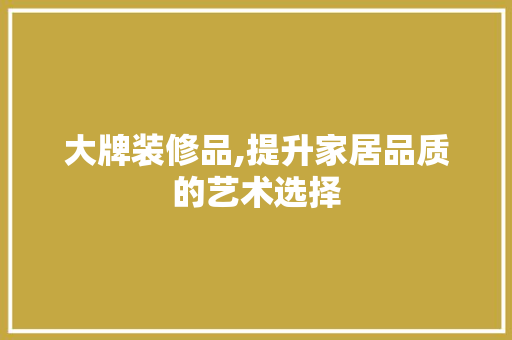 大牌装修品,提升家居品质的艺术选择