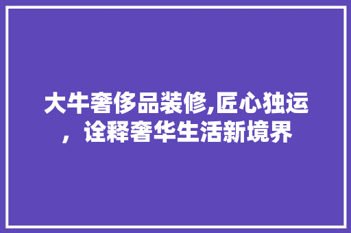 大牛奢侈品装修,匠心独运，诠释奢华生活新境界 家居装修