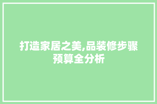 打造家居之美,品装修步骤预算全分析 中式风格装饰