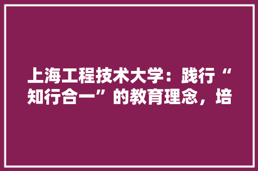 上海工程技术大学：践行“知行合一”的教育理念，培养新时代高素质人才 家居装修