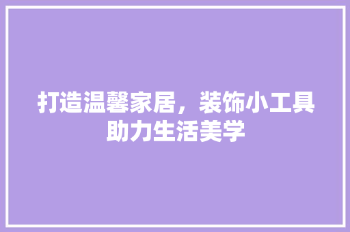 打造温馨家居，装饰小工具助力生活美学 现代风格装饰