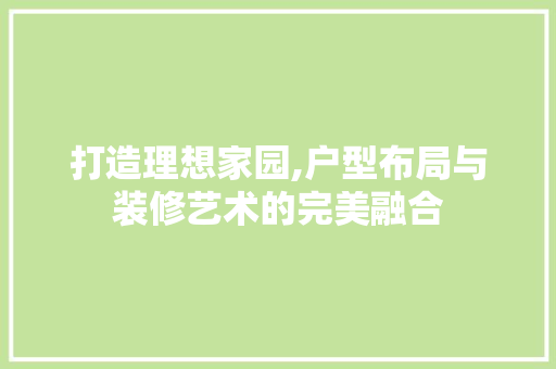 打造理想家园,户型布局与装修艺术的完美融合 客厅装修
