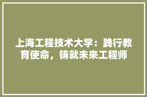 上海工程技术大学：践行教育使命，铸就未来工程师 家居装修