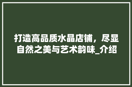 打造高品质水晶店铺，尽显自然之美与艺术韵味_介绍高品水晶店铺装修之路