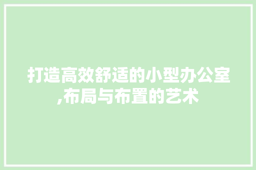 打造高效舒适的小型办公室,布局与布置的艺术