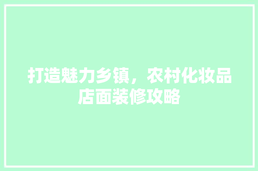 打造魅力乡镇，农村化妆品店面装修攻略 中式风格装饰