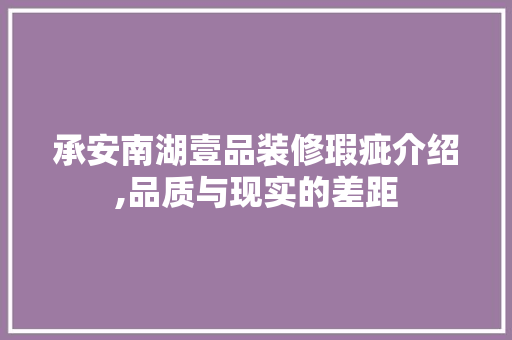 承安南湖壹品装修瑕疵介绍,品质与现实的差距 室内设计