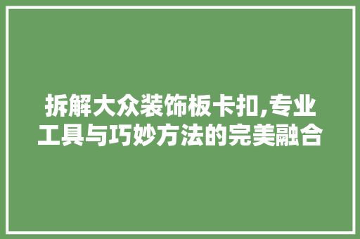 拆解大众装饰板卡扣,专业工具与巧妙方法的完美融合 室内设计