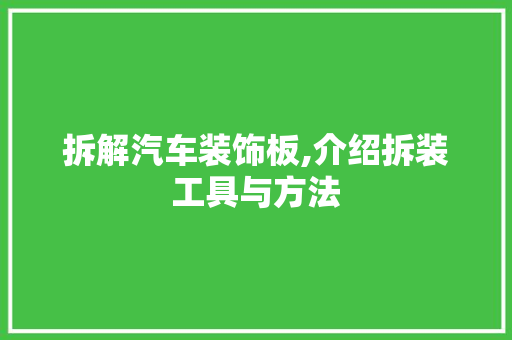 拆解汽车装饰板,介绍拆装工具与方法 家居装修