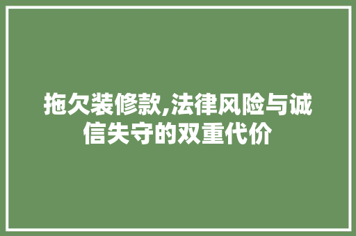 拖欠装修款,法律风险与诚信失守的双重代价 木雕艺术