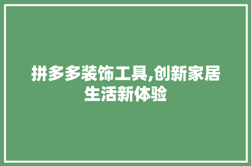 拼多多装饰工具,创新家居生活新体验 中式风格装饰