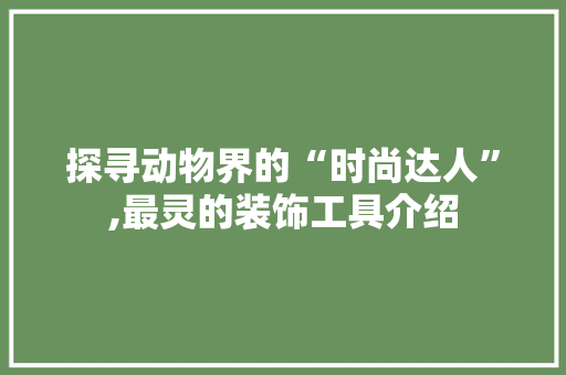 探寻动物界的“时尚达人”,最灵的装饰工具介绍 中式风格装饰