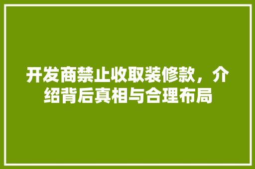 开发商禁止收取装修款，介绍背后真相与合理布局 客厅装修