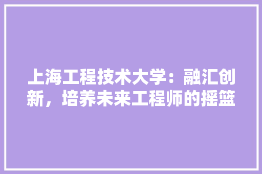 上海工程技术大学：融汇创新，培养未来工程师的摇篮 家居装修