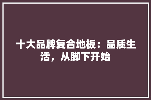 十大品牌复合地板：品质生活，从脚下开始 家居装修