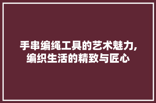 手串编绳工具的艺术魅力,编织生活的精致与匠心