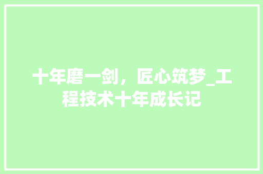 十年磨一剑，匠心筑梦_工程技术十年成长记 家居装修