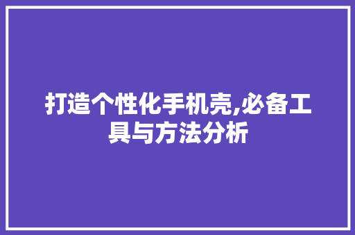 打造个性化手机壳,必备工具与方法分析 软装设计