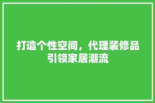 打造个性空间，代理装修品引领家居潮流 软装设计