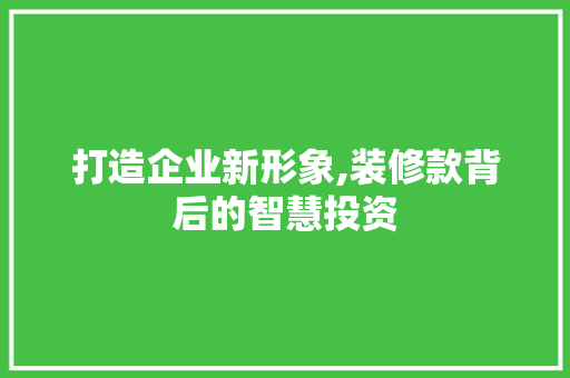 打造企业新形象,装修款背后的智慧投资 中式风格装饰