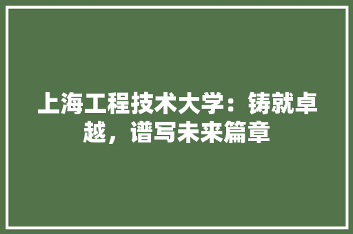 上海工程技术大学：铸就卓越，谱写未来篇章 家居装修