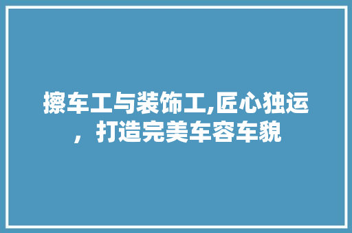 擦车工与装饰工,匠心独运，打造完美车容车貌 家居装修