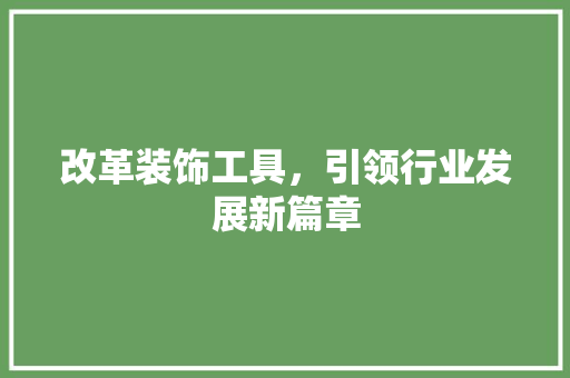 改革装饰工具，引领行业发展新篇章 现代风格装饰