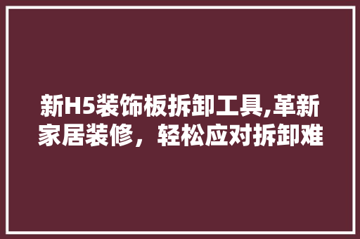 新H5装饰板拆卸工具,革新家居装修，轻松应对拆卸难题 软装设计