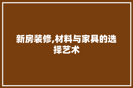新房装修,材料与家具的选择艺术 家居装修