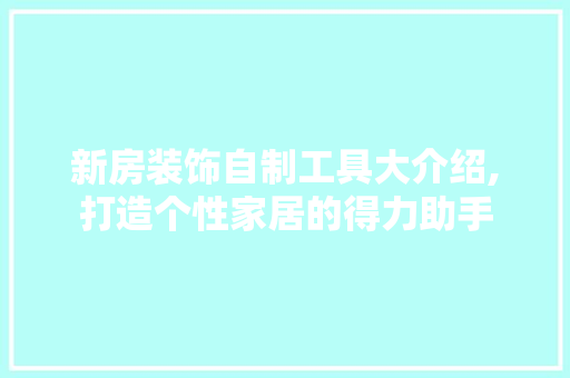 新房装饰自制工具大介绍,打造个性家居的得力助手 家居装修