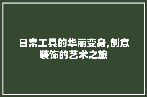 日常工具的华丽变身,创意装饰的艺术之旅 卧室装修