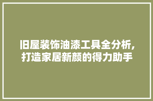 旧屋装饰油漆工具全分析,打造家居新颜的得力助手 家居装修