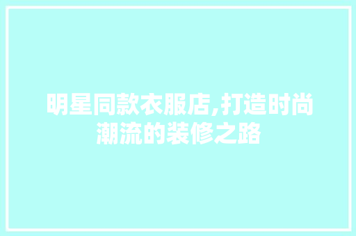 明星同款衣服店,打造时尚潮流的装修之路 室内设计