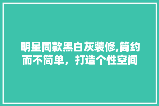 明星同款黑白灰装修,简约而不简单，打造个性空间 现代风格装饰