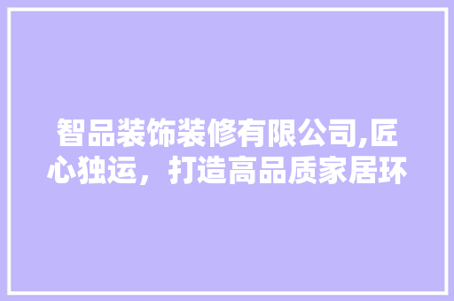 智品装饰装修有限公司,匠心独运，打造高品质家居环境 室内设计