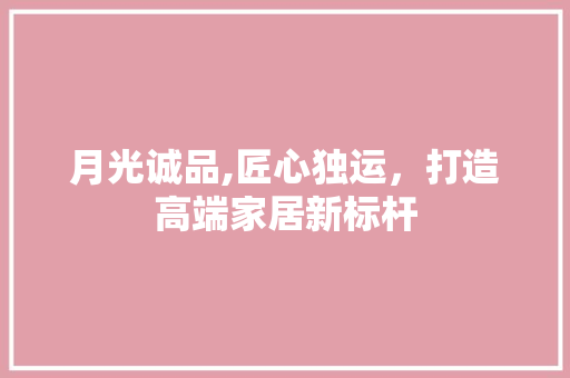 月光诚品,匠心独运，打造高端家居新标杆 中式风格装饰