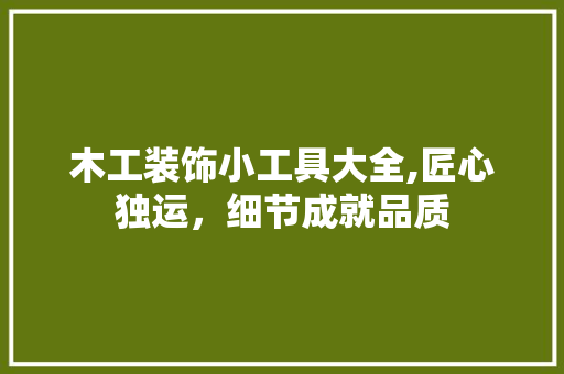 木工装饰小工具大全,匠心独运，细节成就品质 现代风格装饰